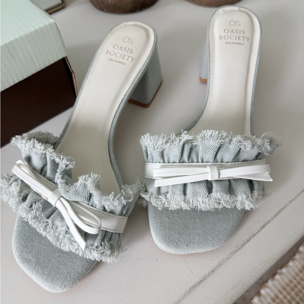 Oasis Society Denim Kitten Heels